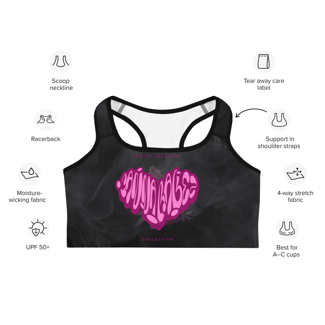 Cannababez &quot;Who Do You Love?&quot; Sports Bra